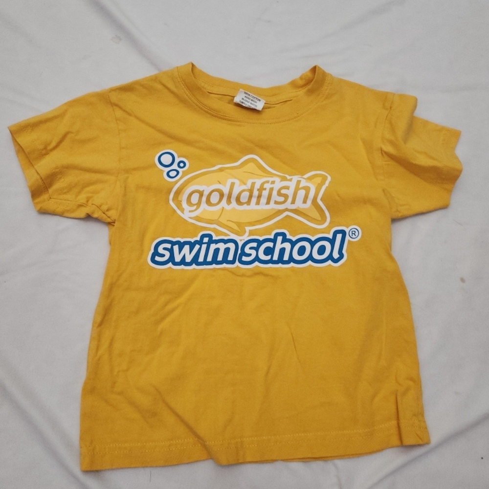 Goldfish boys size 5-6 yellow swim school shirt #F2